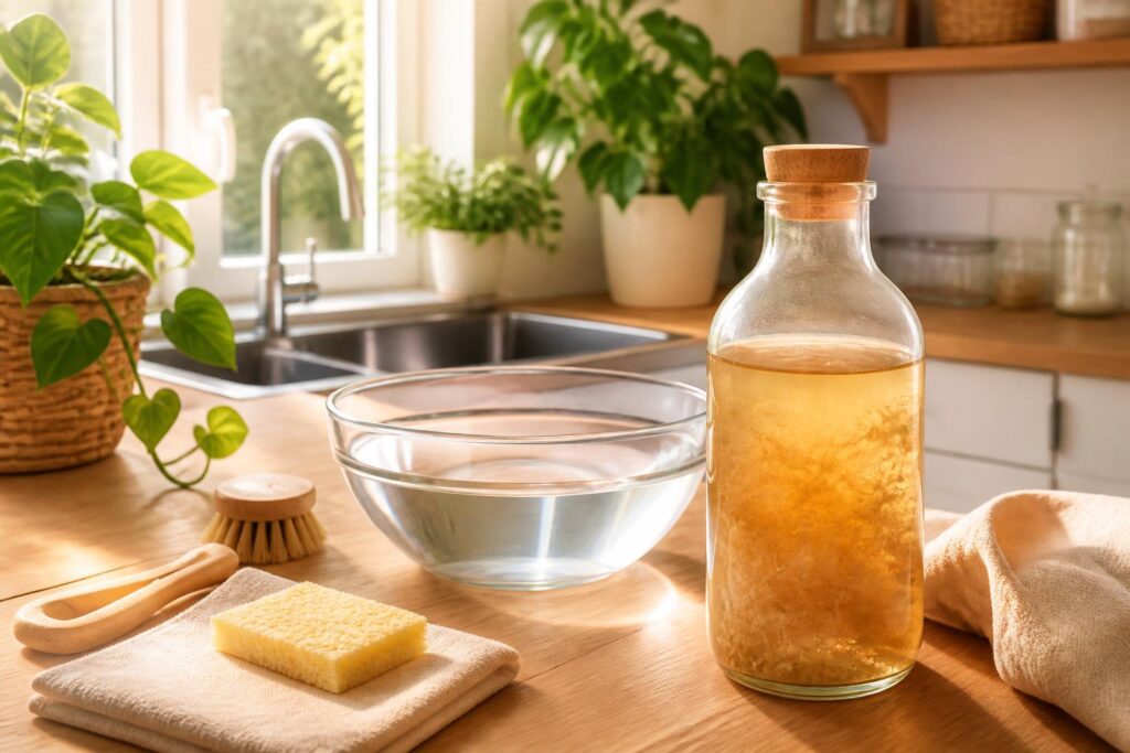 découvrez ce qu'est la mère vinaigre et comment l'utiliser comme alternative écologique et économique pour l'entretien de votre maison, sans dépenser inutilement.