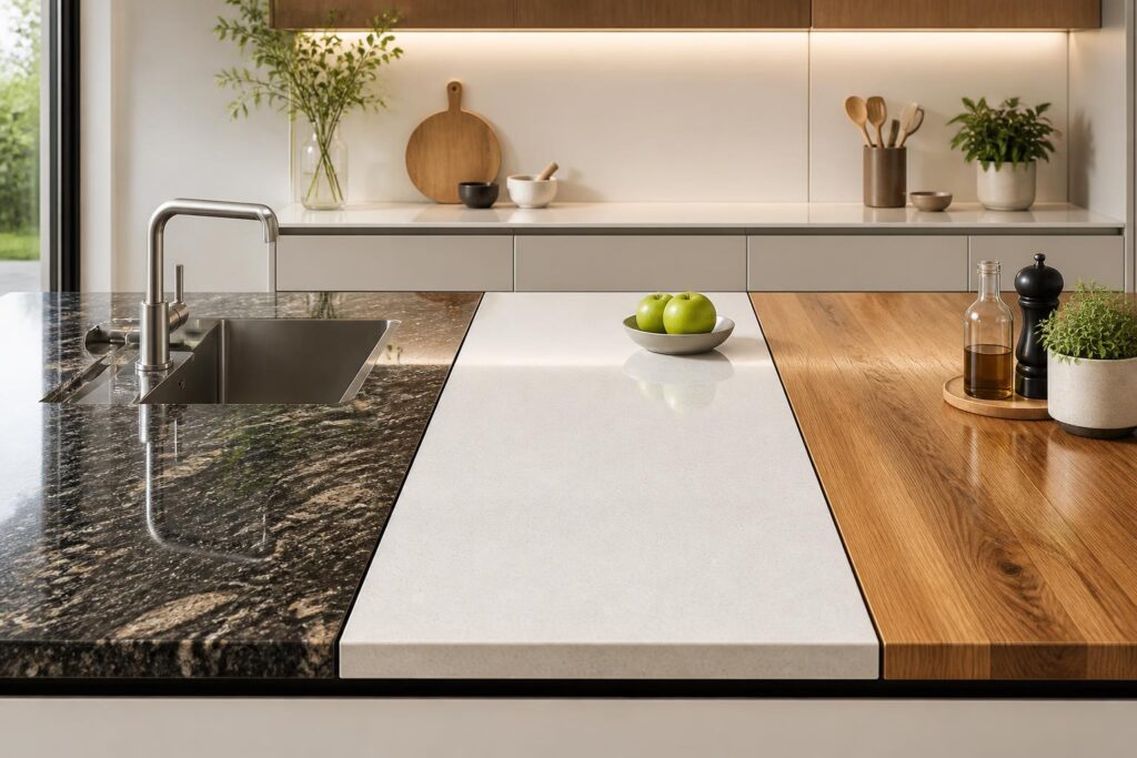 découvrez comment choisir le plan de travail idéal pour votre cuisine en comparant granit, quartz et bois, alliant esthétique et fonctionnalité pour un espace convivial et durable.