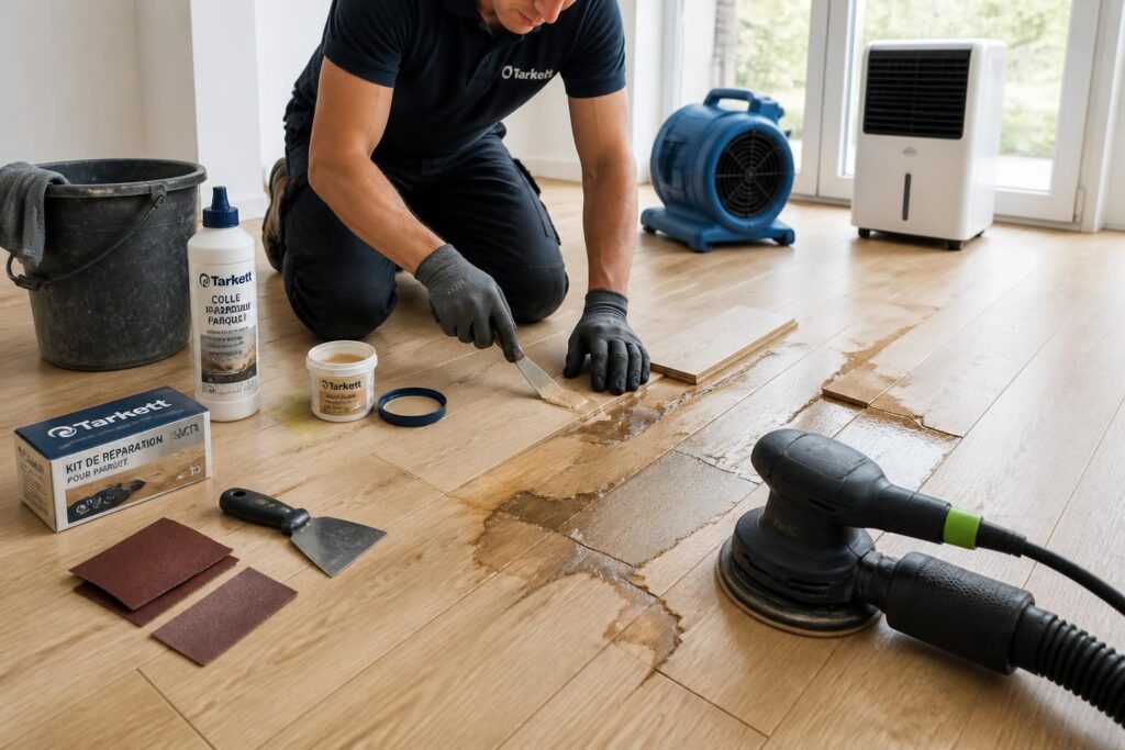 découvrez nos conseils pratiques pour réparer efficacement un parquet tarkett endommagé par une infiltration d'eau et retrouver un sol impeccable.